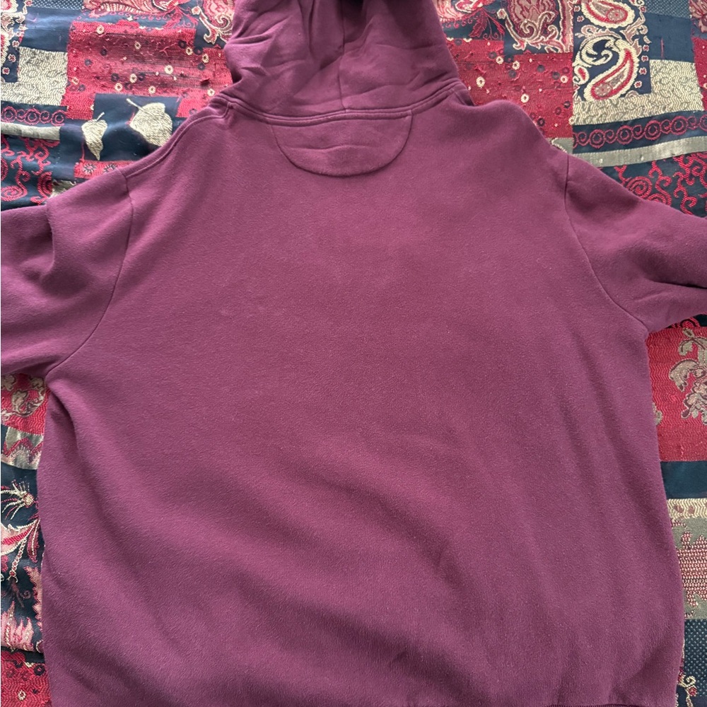 Polo Ralph Lauren Big Pony #3 Striped Burgundy Quarter Button Pullover Hoodie - Picture 6 of 7